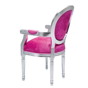 Chaise à accoudoirs Louis Argenté / Rose