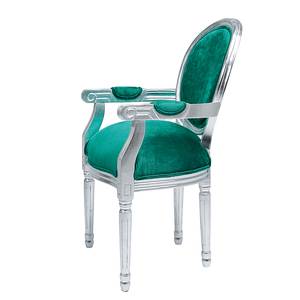 Chaise à accoudoirs Louis Argenté / Turquoise