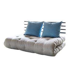 Canapé convertible Shin Sano Futon beige / bleu Matelas 6 couches de coton et mousse de 4 cm d'épaisseur