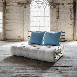 Schlafsofa Shin Sano Futon Beige/Blau - Matratze 6 Lagen Baumwolle + 4 cm Schaumstoff