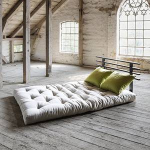 Canapé convertible Shin Sano Futon beige / vert - Matelas 4 couches de coton et mousse de 4 cm d'épaisseur