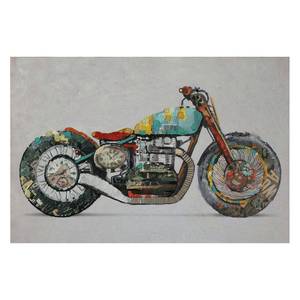 Bild Motorrad colorful IV Türkis - Weiß - Textil - 60 x 90 x 3.8 cm