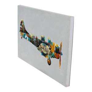 Impression d’art Flugzeug colorful II Turquoise - Blanc - Textile - 60 x 90 x 3.8 cm