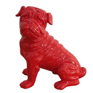 Skulptur Bulldog colorful Kunstharz - Rot