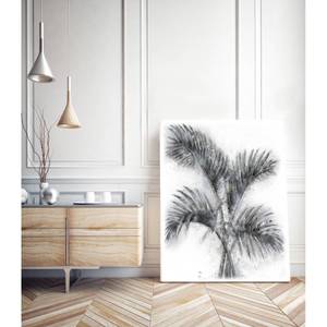 Bild Palme fog Grau - Weiß - Textil - 80 x 100 x 3.8 cm