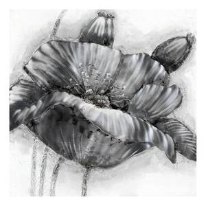 Afbeelding Blüte fog Grijs - Wit - Textiel - 80 x 80 x 3.8 cm