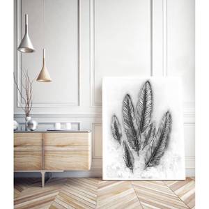 Bild Feder fog Grau - Weiß - Textil - 80 x 100 x 3.8 cm
