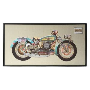 Bild Motorrad colorful I Beige - Türkis - Papier - 42 x 82 x 2.5 cm