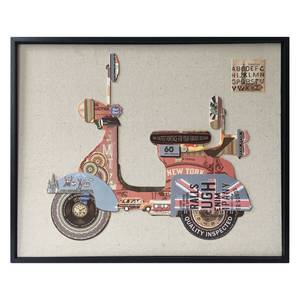 Impression d’art Motorroller colorful Bleu - Rouge - Papier - 42 x 52 x 2.5 cm