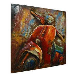 Impression d’art Scooter Trip Orange - Rouge - Métal - 60 x 60 x 3.5 cm