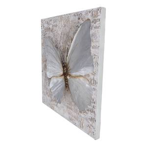Impression d’art Schmetterling shining Beige - Blanc - Textile - 80 x 80 x 3.5 cm
