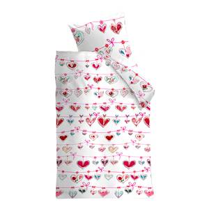 Kinderbettwäsche Garland Baumwollstoff - Weiß / Pink - 100 x 135 cm + Kissen 40 x 60 cm