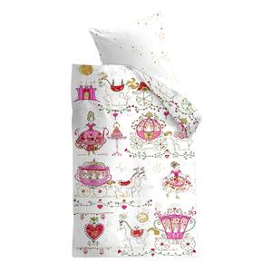 Kinderbeddengoed Princess katoen - wit/roze