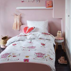 Kinderbeddengoed Princess katoen - wit/roze