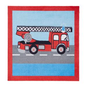 Kinderteppich Feuerwehr Kunstfaser - Rot / Blau / Grau