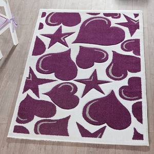 Kinderteppich Herzen/Sterne Violett - Textil - 120 x 2 x 170 cm