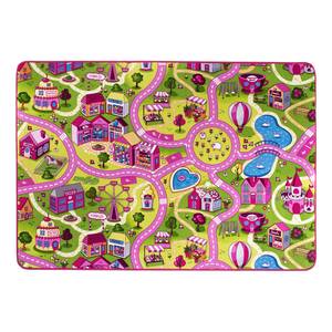 Kinderteppich Sweet Village Kunstfaser - Pink / Grün - 200 x 200 cm