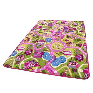 Tapis enfant Sweet Village Fibres synthétiques - Rose vif / Vert - 200 x 300 cm