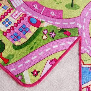 Tapis enfant Sweet Village Fibres synthétiques - Rose vif / Vert - 140 x 200 cm