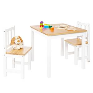 Ensemble de table et chaises pour enfant 3 éléments - Pin massif - Pin / Blanc