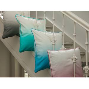 Coussin Batik Dipdye Coton - Turquoise / Blanc