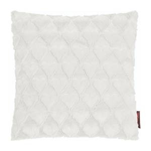 Coussin Fluffy Hearts Fourrure synthétique - Blanc - 40 x 40 cm