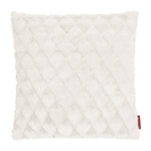 Coussin Fluffy Hearts Fourrure synthétique - Blanc - 50 x 50 cm