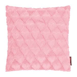 Coussin Fluffy Hearts Fourrure synthétique - Rose - 40 x 40 cm