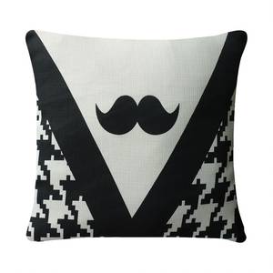 Coussin Mann Noir - Blanc - Textile - 45 x 45 cm