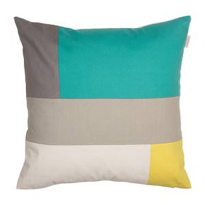 Housse de coussin Block Tissu - Gris clair / Turquoise