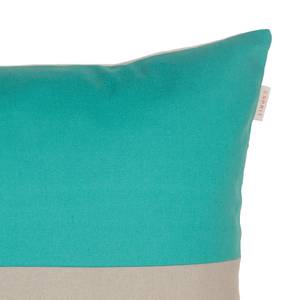 Kussensloop Block geweven stof - Lichtgrijs/turquoise