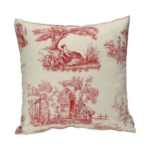 Housse de coussin Ecru / Motif rouge - 45 x 45 cm