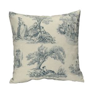 Housse de coussin Ecru / Motif bleu - 60 x 60 cm