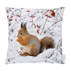 Housse de coussin Brodersby Coton - Blanc neige / Marron rouge