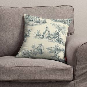 Housse de coussin Ecru / Motif bleu - 60 x 60 cm