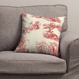 Housse de coussin Ecru / Motif rouge - 45 x 45 cm