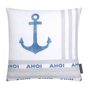 Housse de coussin Mehr Meer Anker Coton - Blanc / Bleu