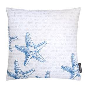 Housse de coussin Mehr Meer Seestern Coton - Blanc / Bleu