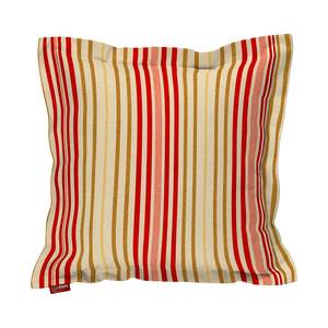 Housse de coussin à volant plat Rayures rouges, beige - 40 x 40 cm