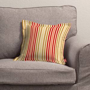 Kussensloop met opstaande zoom beige/rood gestreept - 40x40cm