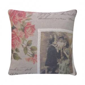 Housse de coussin couple Romantik Beige - Textile - 40 x 40 cm