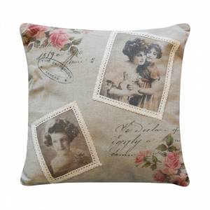 Housse de coussin Romantik Rahmen Beige - Textile - 40 x 40 cm