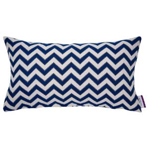 Kussensloop T-jagged geweven stof - donkerblauw/wit - 50 x 30 cm