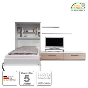 Wandklapbed combinatie Majano Wit/Sonoma eikenhouten look - 110 x 205cm - Koudschuimmatras