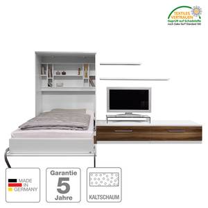 Wandklapbed combinatie Majano Wit/notenboomhouten look - 110 x 205cm - Koudschuimmatras