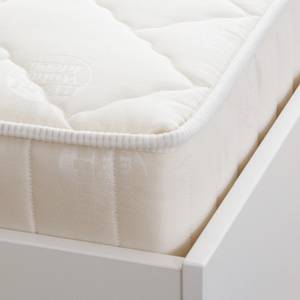 Ensemble lit mural Majano Blanc / Imitation noyer - 110 x 205cm - Matelas de mousse froide