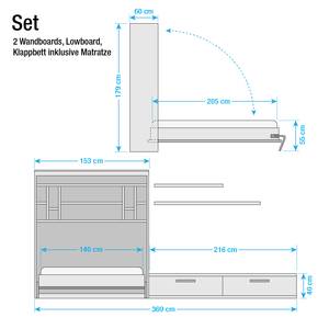 Wandklapbed combinatie Majano Wit - 140 x 205 cm - Koudschuimmatras