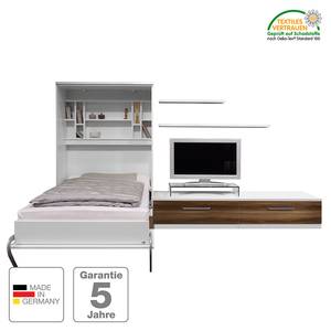 Wandklapbed combinatie Majano Wit/notenboomhouten look - 140 x 205 cm - Schuimstofmatras