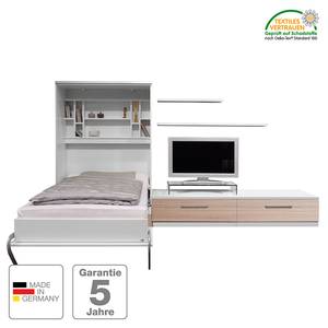 Wandklapbed combinatie Majano Wit/Sonoma eikenhouten look - 160 x 205 cm - Schuimstofmatras