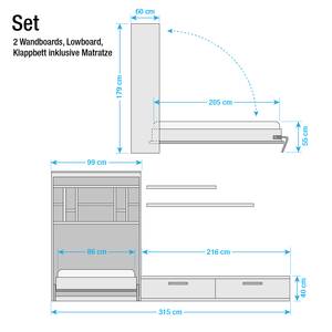 Schrankbett-Kombination Majano Weiß - 86 x 205cm - Schaumstoffmatratze